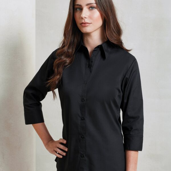 Women's 3/4 sleeve poplin blouse Thumbnail